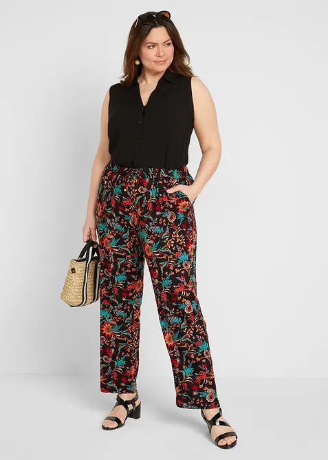 Pantalon taille élastiquée en viscose, bonprix