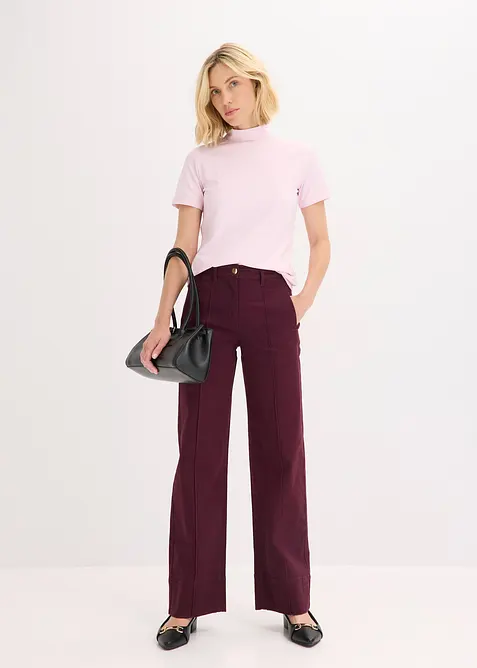 Pantalon en twill avec passepoil et poches raglan, bonprix