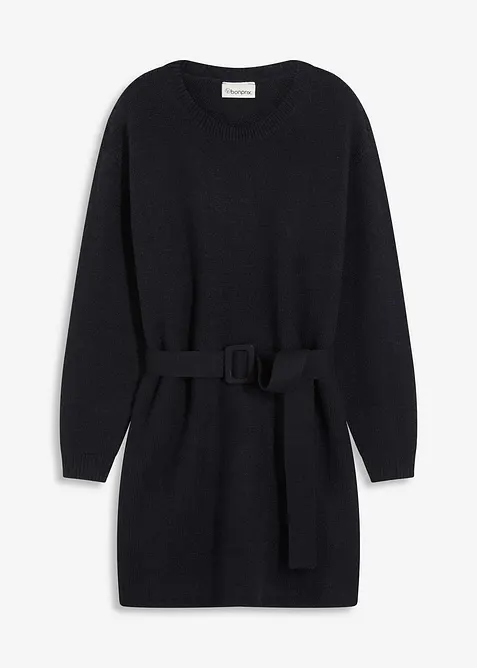 Robe courte en maille avec laine et ceinture, bonprix