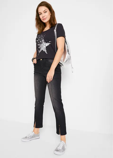 T-shirt coton en fil flamm&eacute;, manches courtes, bonprix