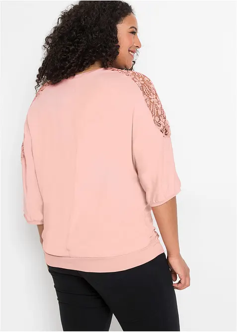 T-shirt oversize en viscose et dentelle, bonprix