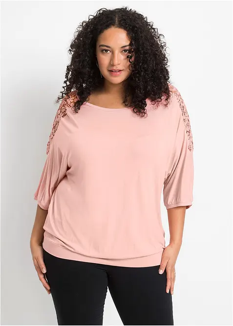 T-shirt oversize en viscose et dentelle, bonprix