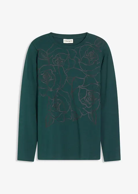 T-shirt manches longues avec roses imprimées, bonprix