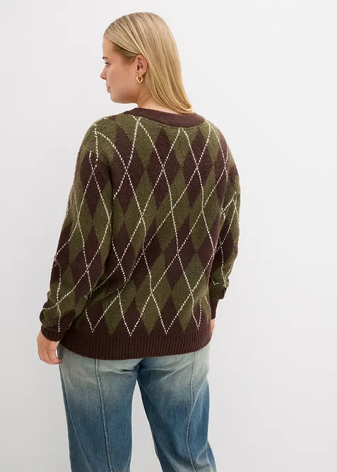 Pull à losanges en fine maille, bonprix
