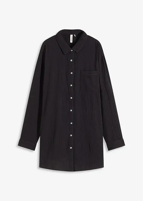 Chemise de nuit boutonnée en gaze de coton, oversize, bonprix