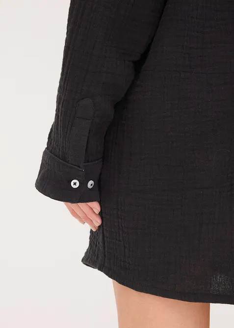 Chemise de nuit boutonnée en gaze de coton, oversize, bonprix