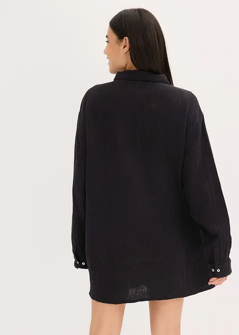 Chemise de nuit boutonnée en gaze de coton, oversize, bonprix