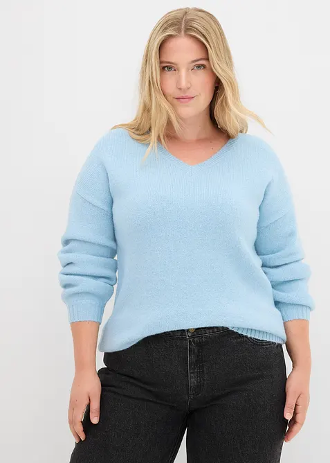 Pull en fine maille douce à manches ballon, bonprix