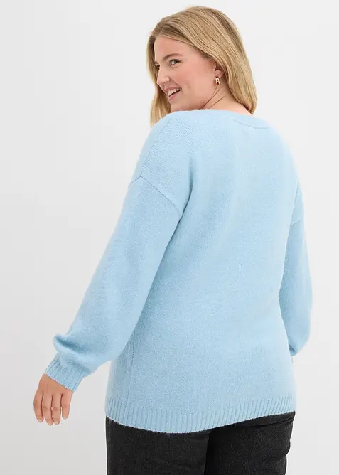 Pull en fine maille douce à manches ballon, bonprix