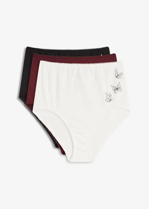 Lot de 3 slips taille haute en coton extensible, bonprix