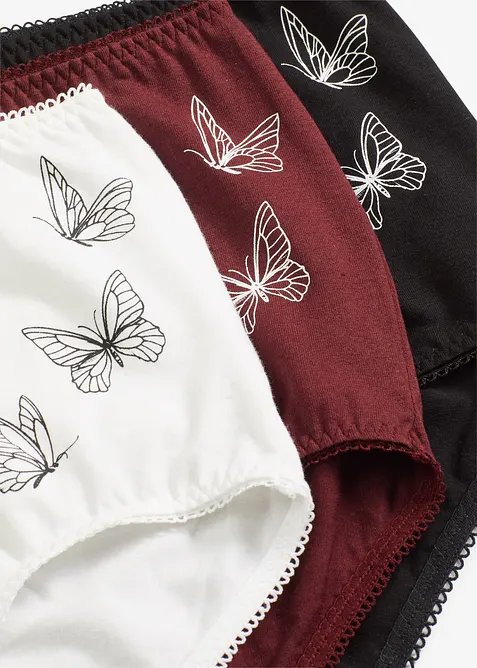 Lot de 3 slips taille haute en coton extensible, bonprix