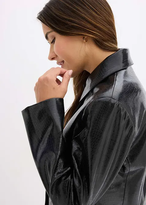 Veste enduite raccourcie à effet croco brillant, bonprix