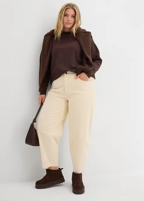 Pantalon barrel en velours côtelé, bonprix