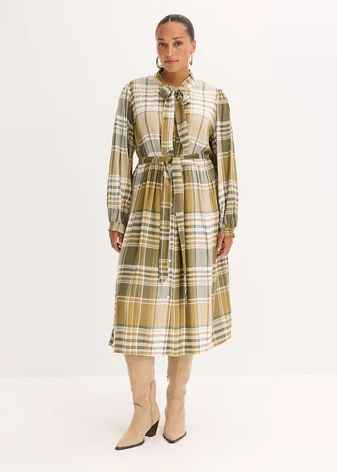 Robe midi avec col lavallière, bonprix