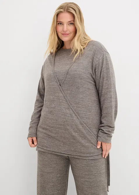 Gilet cache-cœur aspect maille, bonprix