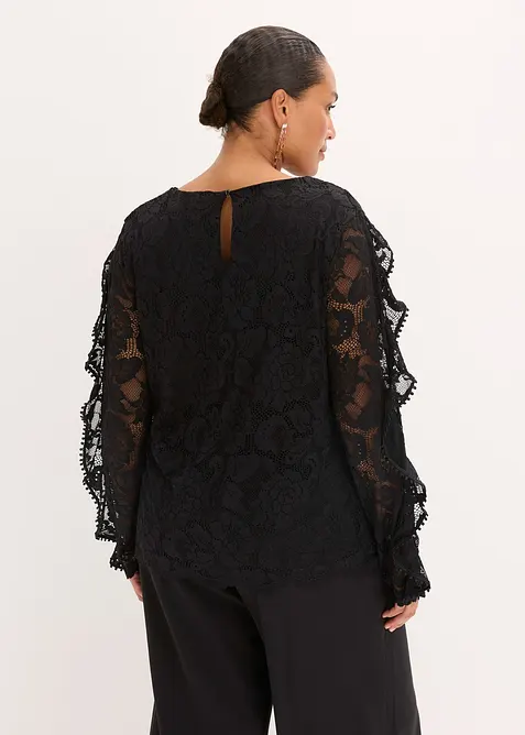 Blouse en dentelle et jersey, bonprix