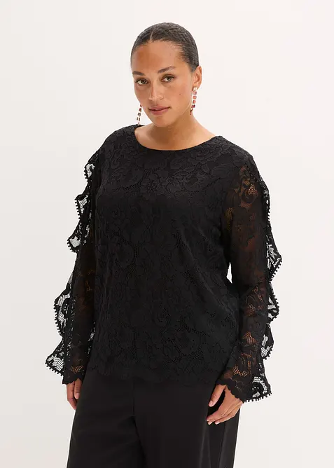 Blouse en dentelle et jersey, bonprix