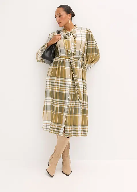 Robe midi avec col lavallière, bonprix