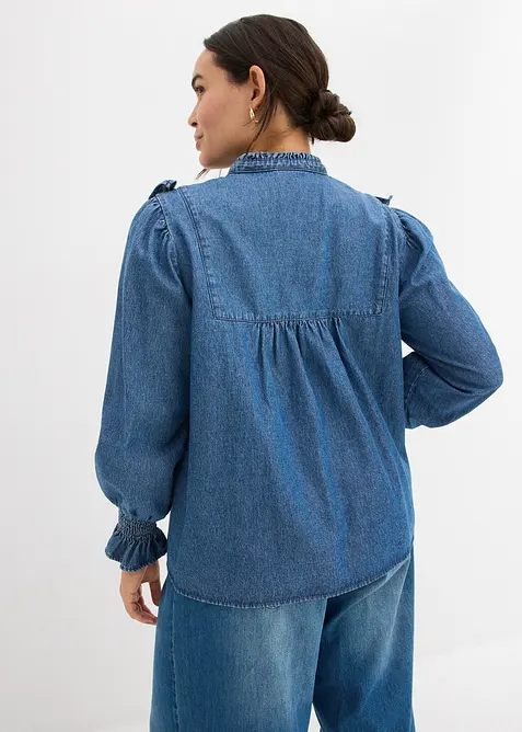 Blouse en jean à volants, bonprix