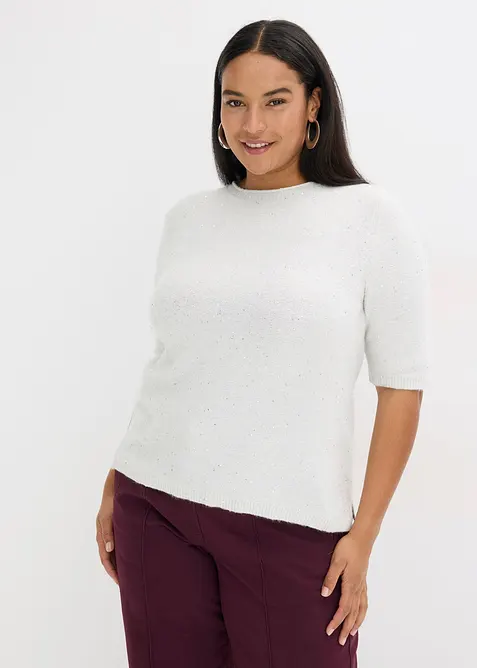 Pull manches coudes à sequins et fil brillant, bonprix