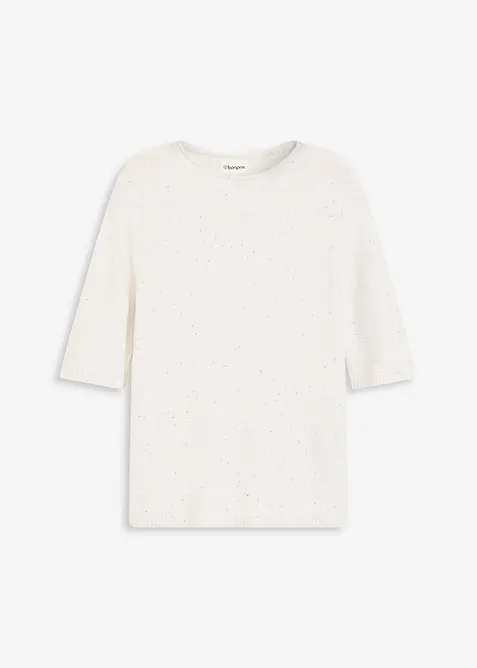 Pull manches coudes à sequins et fil brillant, bonprix