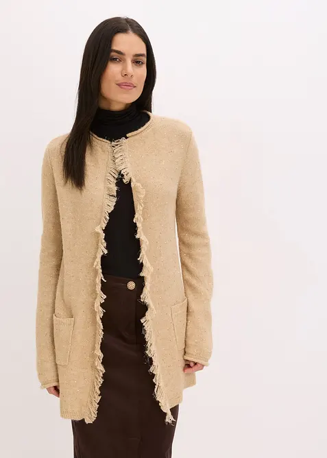 Manteau court en maille avec sequins et fil brillant, bonprix