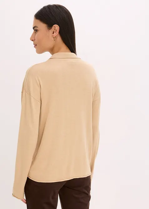 Gilet en fine maille à col chemise, bonprix