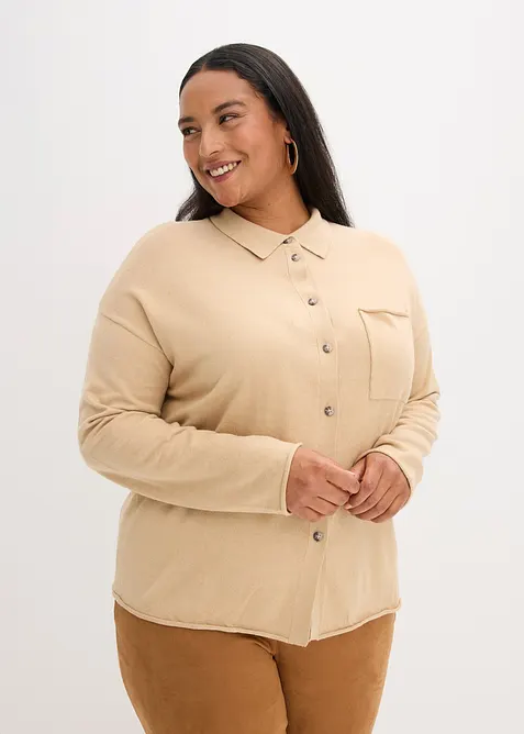 Gilet en fine maille à col chemise, bonprix