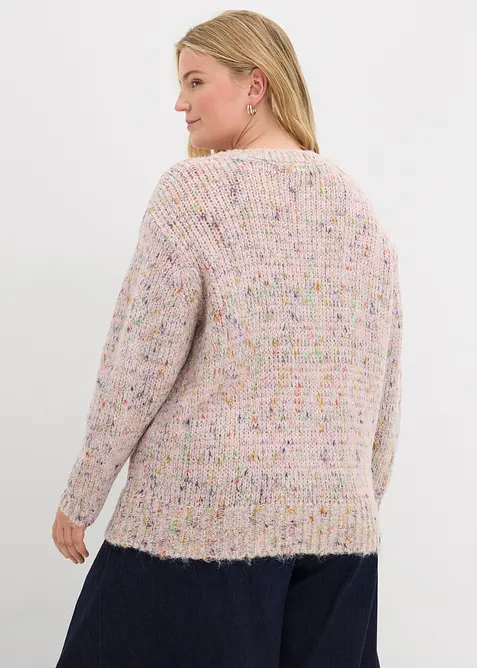Pull oversize en maille chinée et texturée, bonprix