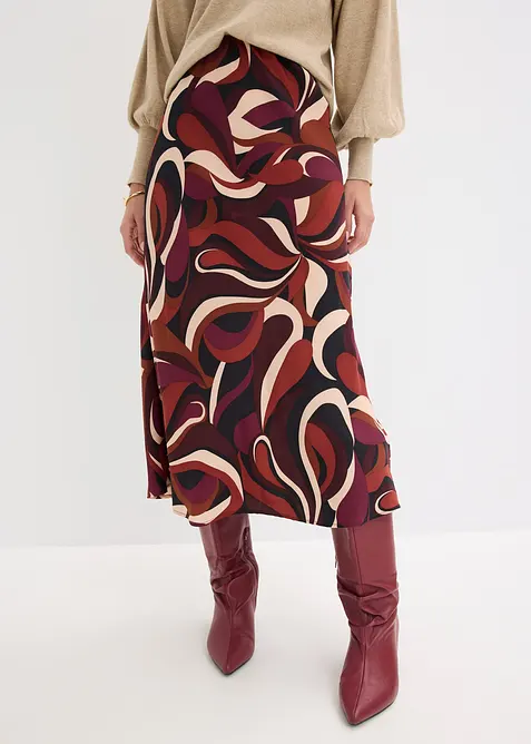 Jupe midi en satin fluide, bonprix