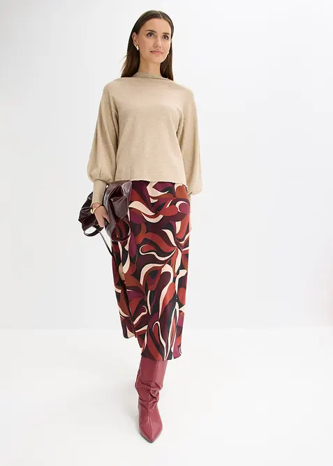 Jupe midi en satin fluide, bonprix