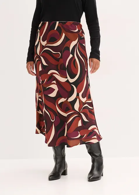 Jupe midi en satin fluide, bonprix