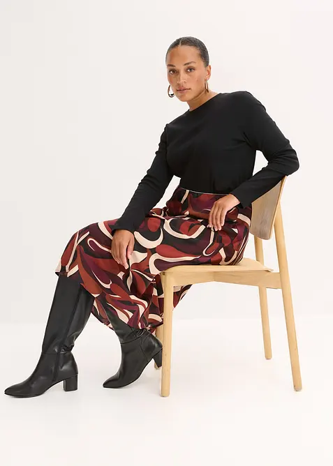 Jupe midi en satin fluide, bonprix