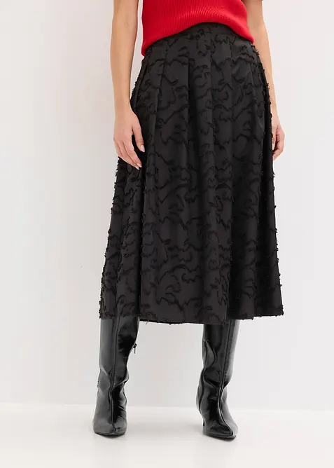 Jupe midi texturée, bonprix