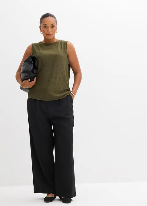 Top sans manches aspect froissé, bonprix