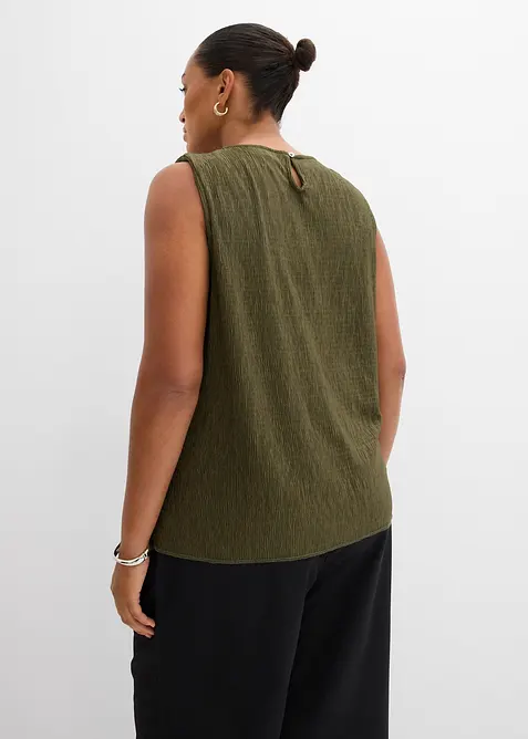 Top sans manches aspect froissé, bonprix