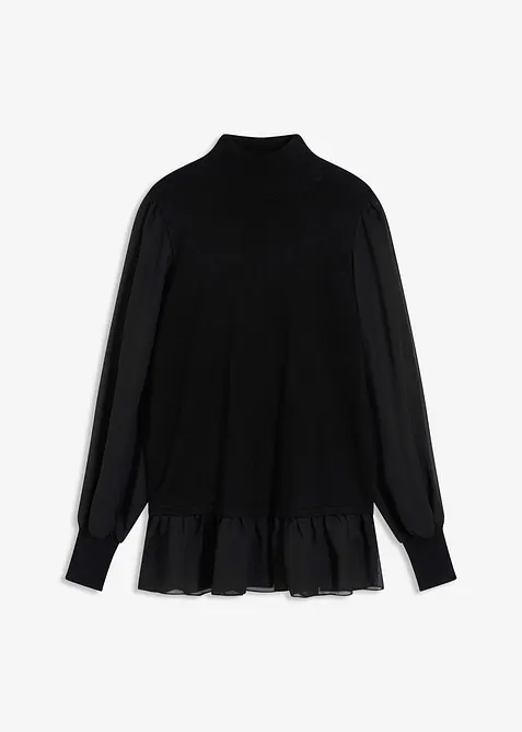Pull en fine maille avec empiècement blouse, bonprix