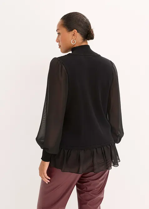 Pull en fine maille avec empiècement blouse, bonprix