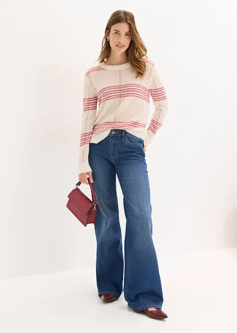 Pull ajouré avec laine et alpaga, bonprix