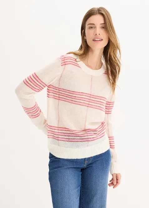 Pull ajouré avec laine et alpaga, bonprix