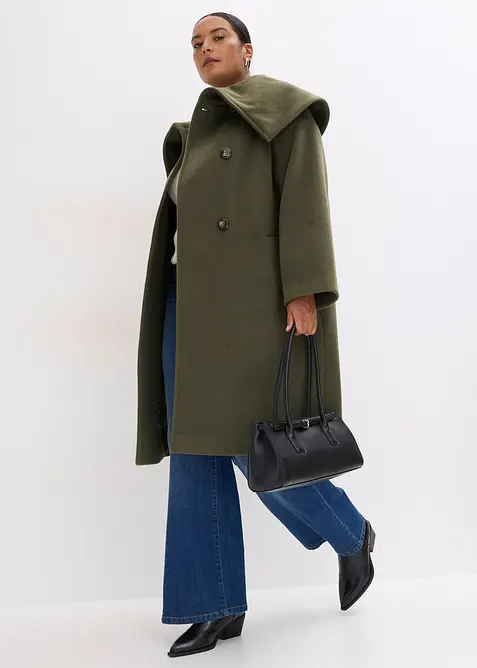 Manteau aspect laine à large col, bonprix