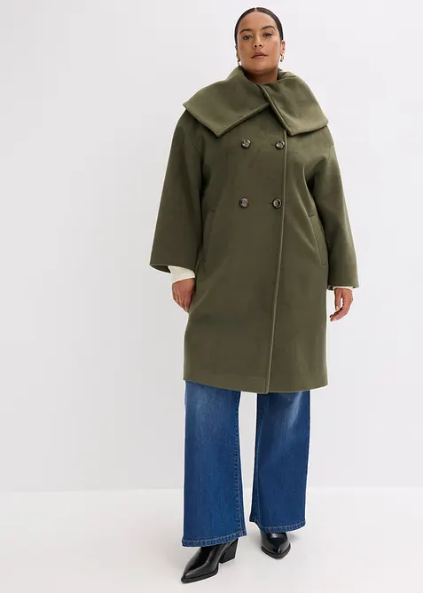 Manteau aspect laine à large col, bonprix