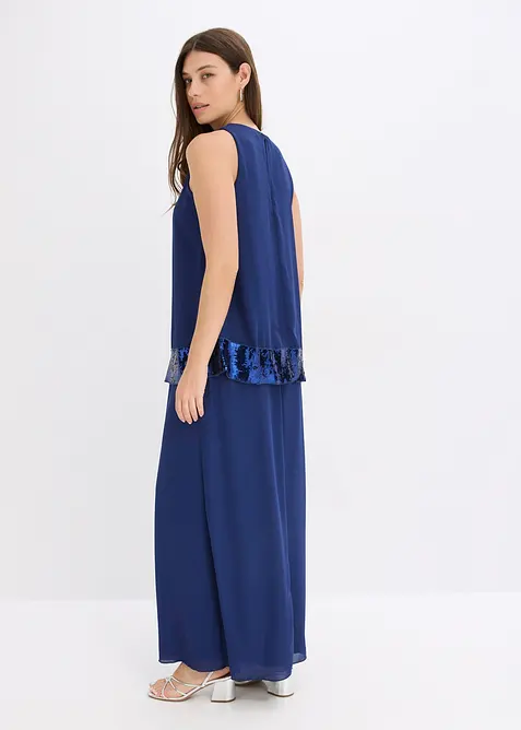 Robe longue en georgette fine avec sequins, bonprix