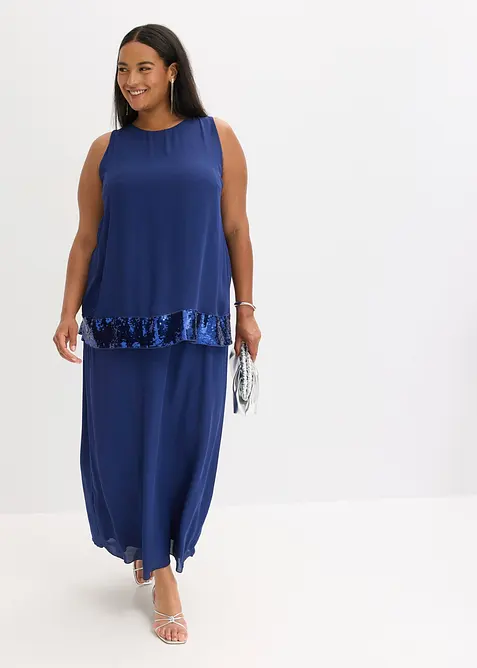 Robe longue en georgette fine avec sequins, bonprix