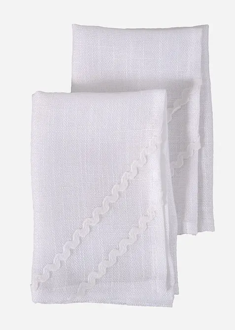 Lot de 2 serviettes de table en tissu avec passepoil, bonprix