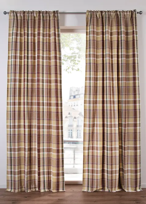 Rideau en coton à carreaux (1 pce), bonprix