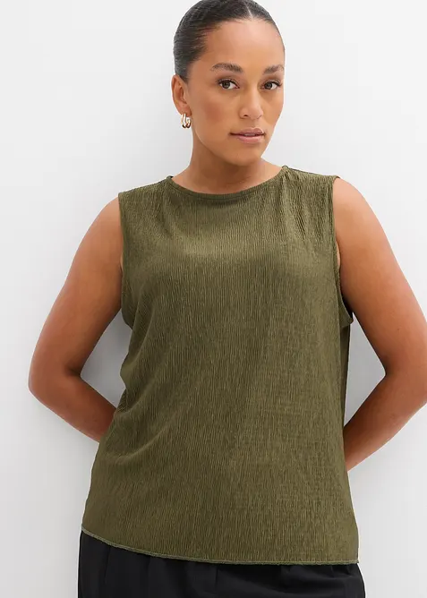 Top sans manches aspect froissé, bonprix