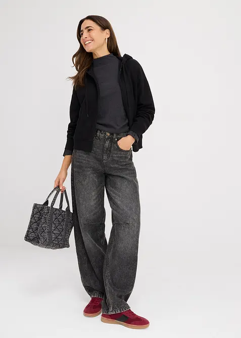 Sweat zippé oversize, bonprix