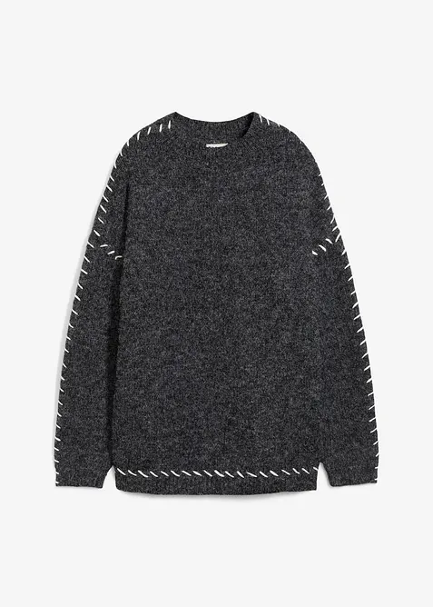 Pull long en maille duveteuse, bonprix