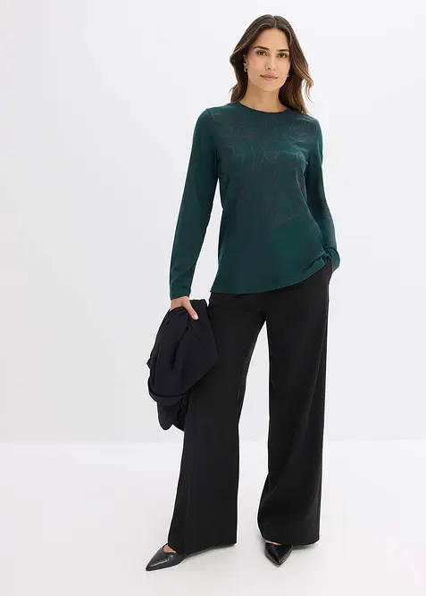 T-shirt manches longues avec roses imprimées, bonprix